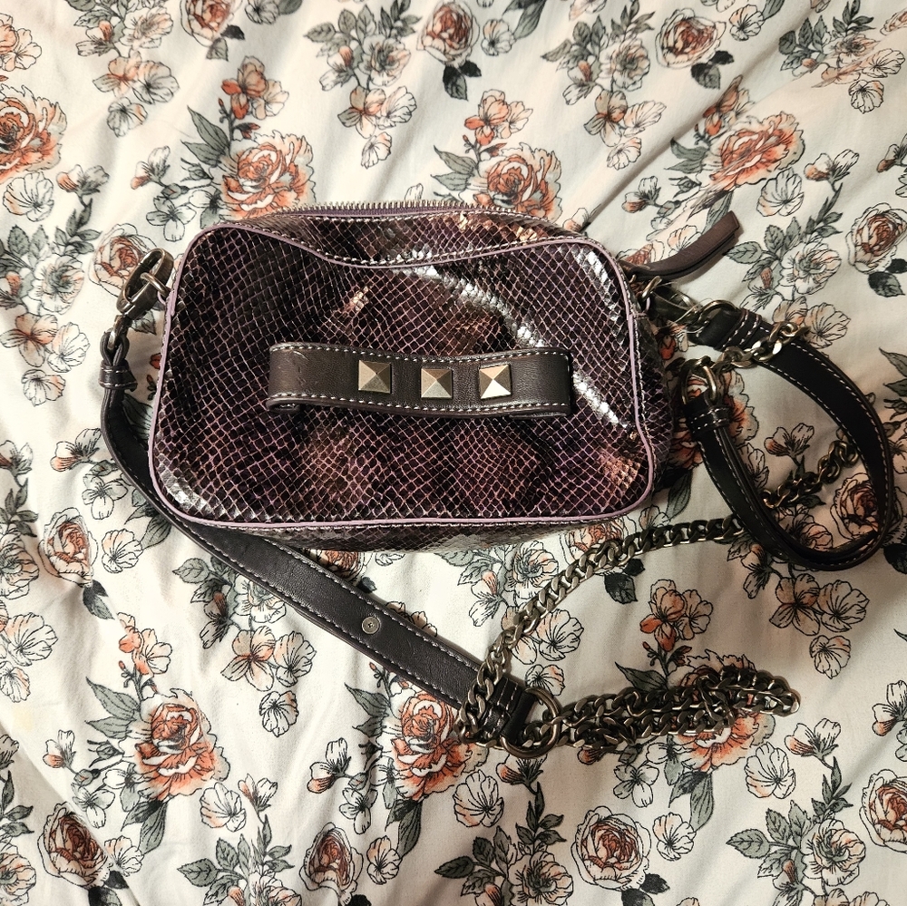 Simply Vera Vera Wang Purple Snake-Embossed Crossbody Bag